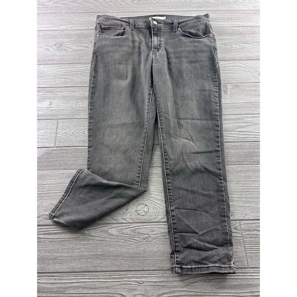 Levis Boyfriend Jeans Womens 32 Gray Mid Rise Straight Leg Stretch Denim 1625